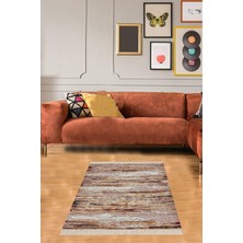 TeknoKapsül Pelangi Batik Desenli Renk Geçişli Dijital Baskı Yıkanabilir Kaymaz Taban Salon Halısı ve Yolluk, Kiremit 80 x 500