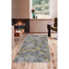 TeknoKapsül Pelangi Gri Desenli Gold Detaylı Yıkanabilir Kaymaz Taban Leke Tutmaz Modern Salon Halısı ve Yolluk, Gri 160 x 240, 135828316024005
