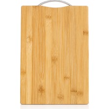 Hazar Gıda Doğal Bambu Dokulu 20X30 cm Metal Saplı Kesim Panosu