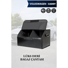 Automod Volkswagen Caddy Uyumlu Battal Boy Deri Lüks Kapaklı Siyah Çanta Premium