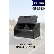 Automod Kia Pride Uyumlu Deri Battal Boy Kapaklı Lüks Siyah Çanta Premium