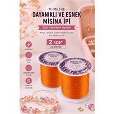 ArtMaster Turuncu Misina Ipi 0.5mm 10 Metre 2 Adet Esnek Boncuk Takı Dizme Ipi Elastik Ip Bileklik Aksesuar Lastiği Yuvarlak Elyaf