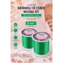 ArtMaster Yeşil Misina Ipi 0.5mm 10 Metre 2 Adet Esnek Boncuk Takı Dizme Ipi Elastik Ip Bileklik Aksesuar Lastiği Yuvarlak Elyaf