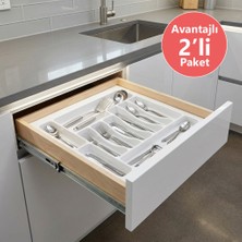Eym 2 Adet Çekmece Içi Kaşıklık 55 x 49 cm Beyaz  Mutfak Çekmece Düzenleyici