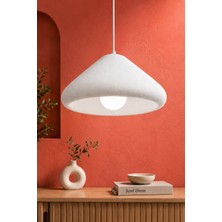 Jusel Kubbe Form Sarkıt Avize Beton Görünümlü Dokulu Modern Dekoratif Avize E27 25 cm - Beyaz