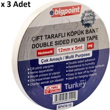 Bigpoint Çift Taraflı Köpük Bant 12MMX5M x 3 Adet