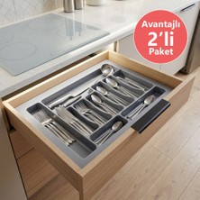 Eym 2 Adet Çekmece Içi Kaşıklık 67 x 49 cm Gri Mutfak Çekmece Düzenleyici