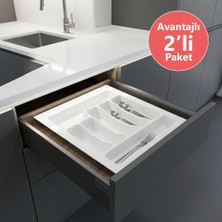 Eym 2 Adet Çekmece Içi Kaşıklık 42 x 49 cm Beyaz Mutfak Çekmece Düzenleyici