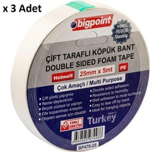 Bigpoint Çift Taraflı Köpük Bant 25MMX5M x 3 Adet