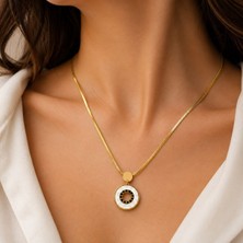 Inci Halka Detaylı Altın Gold Renk Kadın Bijuteri Kolye