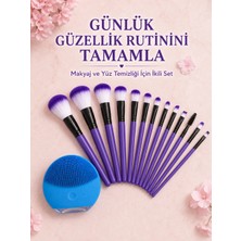 Uravas Store 12 Parça Makyaj Fırçası ve Silikon Yüz Temizleyici Cihaz Ikili Güzellik ve Kişisel Bakım Seti