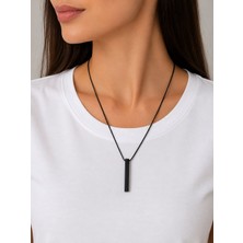 Axis Siyah Çubuk Uçlu Unisex Kolye – Kadın & Erkek Minimal Tasarım