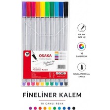 ArtMaster Fineliner Kalem 10 Renk 0.4mm 1 Paket Osaka Ince Keçe Uçlu 10 Lu Renkli Yazı ve Çizim Kalemi Işaretleme Yazı Kalemi