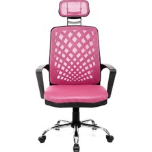 Arji Ev ve Ofis Çalışma Sandalyesi Bilgisayar Koltuğu - Pembe