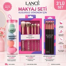 Lance Lancè 3’lü Profesyonel Makyaj Seti – 4’lü Makyaj Süngeri + 5’li Yüz Makyaj Fırçası + 6’lı Göz Makyaj Fırçası