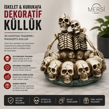 Mersi Shop Iskelet ve Kurukafa Figürlü Dekoratif Küllük 3D Kafatası Tasarımlı Masaüstü Küllük