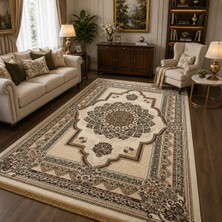 Semerkant 810_KREM Klasik Otantik Desenli Dokuma Salon ve Oturma Odası Halısı