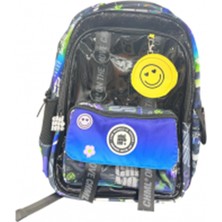 Chimola TR16 Emoji Black 17 Inç Black Sırt Çantası Okul Sırt Çantası