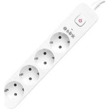 Ozka Concept S-Link SPG401S Beyaz 1.5mm Bakır 1.5 Metre Kablolu 750 Joule 4'lü Anahtarlı Akım Korumalı Priz