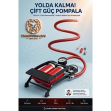 Transformacion Çift Pistonlu Ayak Pompası 100 Psı 7 Bar Manometreli Göstergeli Araba Bisiklet Lastik Şişirme Pompası 723603