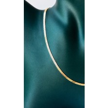 Semtim Kuyumculuk  Sertifikalı 316L Çelik Premium Altın Kaplama Ince Gurmet (Curb Chain) Kadın Kolye Sertifikalı, Özel Kutulu, Hediye Paketli