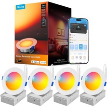 Govee 850 Lm Dim Edilebilir Akıllı Gömme Spot 4'lü - %1-%100 Parlaklık Ayarı, 120 mm