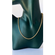 Semtim Kuyumculuk Sertifikalı 316L Çelik Premium Altın Kaplama Rope Chain (Halat Zincir) Kadın Kolye Sertifikalı, Özel Kutulu, Hediye Paketli