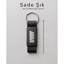 EngCar Care Bmw M Logolu Deri Metal Anahtarlık Şık Sade Oto Anahtarlık