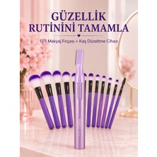 Uravas Store 12 Parça Makyaj Fırça Seti Kaş Alma ve Düzeltme Cihazı Kadın Yüz Makyajı Güzellik ve Bakım Seti - Lisinya