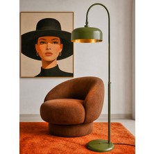 Noonlux Design & Lighting Bolton Zeytin Yeşili Lambader Iç Kısmı Gold Oturma Odası Salon Yatak Odası Kitap