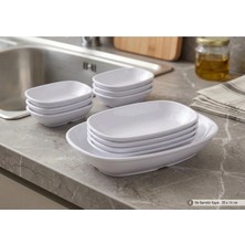 Biodata 6 Adet 17 cm Siyah Kare Servis Tabağı Kırılmaz Melamin Pasta Tabağı Meze Tabağı (17 x 17 Cm)