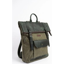 Mandosi Hakiki Deri & Mumlu Kanvas Vintage Sırt Çantası Su Geçirmez Laptop Bölmeli Dağcı Kamp & Günlük Unisex Çanta