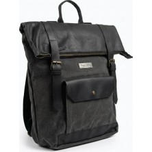 Mandosi Hakiki Deri & Mumlu Kanvas Vintage Sırt Çantası Su Geçirmez Laptop Bölmeli Dağcı Kamp & Günlük Unisex Çanta