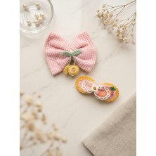 Happy Aksesuar Fiyonk Model Örgü Kiraz ve Çiçek Figürlü Çocuk Pens Toka Seti (7cm)