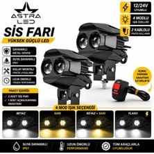 Astra Led 2 Adet Açma Kapama Anahtarlı Motosiklet Atv Utv LED Lazer Sis Farı Delici Beyaz Sarı Çift Renk 12 -24 Volt