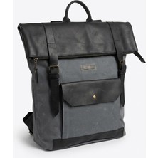 Mandosi Hakiki Deri & Mumlu Kanvas Vintage Sırt Çantası Su Geçirmez Laptop Bölmeli Dağcı Kamp & Günlük Unisex Çanta