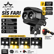 Astra Led 1 Adet Açma Kapama Anahtarlı Motosiklet Atv Utv LED Lazer Sis Farı Delici Beyaz Sarı Çift Renk 12 -24 Volt