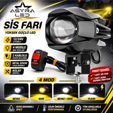 Astra Led 1 Adet Açma Kapama Anahtarlı Motosiklet Atv Utv Scooter Offroad Beyaz Sarı Çift Renk Lazer Sis Farı Delici 12-24 Volt