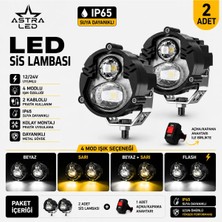 Astra Led 2 Adet Açma Kapama Anahtarlı Motosiklet Atv Utv Scooter LED Sis Farı Metal Kasa Yüksek Güçlü Delici Beyaz Sarı Çift Renk