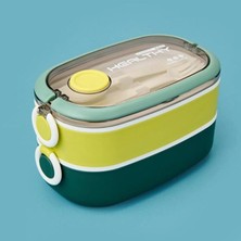 Vagonlife VGN-6729 Yeşil Sarı Iki Katlı Çelik Lunchbox 900 ml