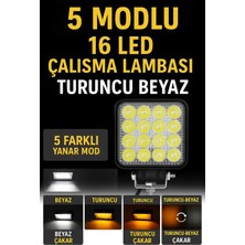 Astra Led 16 LED 5 Modlu Flaşlı Turuncu Beyaz Çalışma Lambası