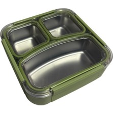 Vagonlife VGN-12171 Kare 3 Bölmeli Çelik Lunchbox 780 ml