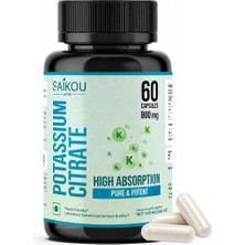 Saikou Potas.-Sitrate 800 Mg High Absorption - 60 Capsules - Supports Electrolyte Balance - Pure And Potent