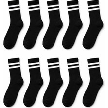 Tenra Ace 10'lu Kadın Çizgili Tenis Çorabı - Spor Soket Çorap