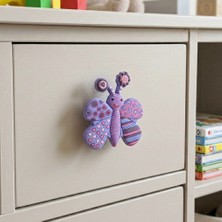 Eym Çocuk Odası Mobilya Kulp Dolap Düğme Mor Kelebek No:31