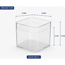 280 cc - Kare Kristal Kase ve Kapağı