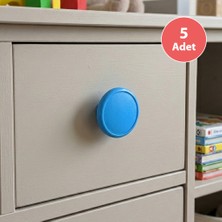 Eym 5 Adet Çocuk Odası Tekli Düğme Mobilya Kulp Çap 55 mm Mavi