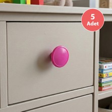 Eym 5 Adet Çocuk Odası Tekli Düğme Mobilya Kulp Çap 55 mm Pembe
