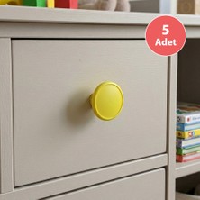 Eym 5 Adet Çocuk Odası Tekli Düğme Mobilya Kulp Çap 55 mm Sarı