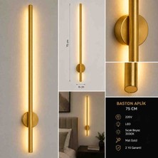 Gold Modern LED Duvar Apliği 75 cm – 3000K Sıcak Beyaz